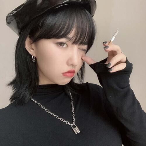 Punk Chain with Lock Necklace for Women Men Statement Pendant Necklaces Choker Hip Hop Personality Fashion Jewelry Gift