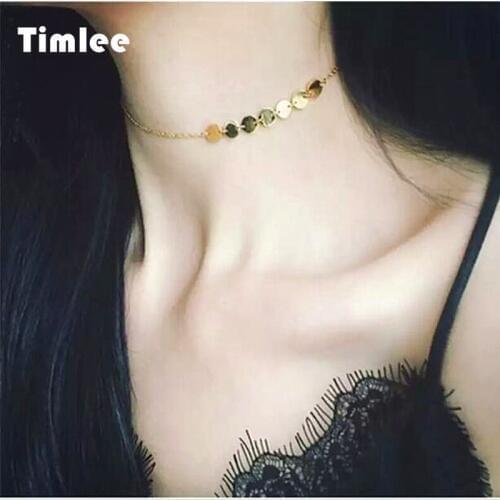 Timlee N110 Popular Contracted Asymmetric Round Chokers Necklaces Wholesale