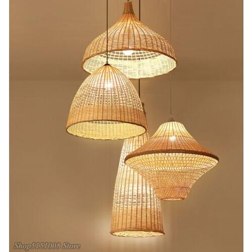 Rural Style Handmade Bamboo Rattan Weaving Pendant Lights living room Cafe Dining Room Hanglamp Home Decor Loft Led Hanging Lamp