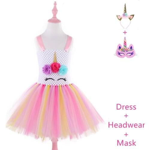 Girl Flower Pony Childrens day Unicorn Tutu Dress Fluffy Kids Fairy Wedding Birthday Party Dresses Halloween Cosplay dresses