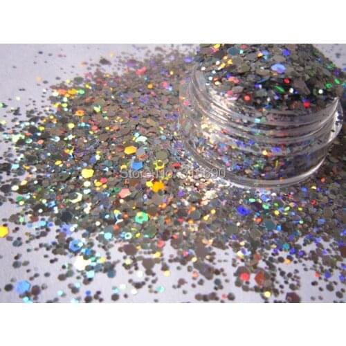 Silver Holographic Glitter SOLVENT RESISTANT for Glitter Nail Art, Glitter Nail Polish & Glitter Crafts