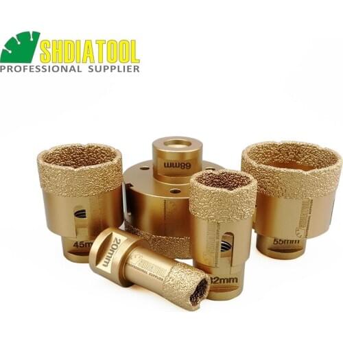 SHDIATOOL 5pcs/set 20/32/45/55/68mm Vacuum brazed diamond drilling drill core bits porcelain tile hole saw granite marble Crown
