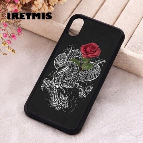 Iretmis 5 5S SE 2020 Phone Cover Case for iPhone 6 6S 7 8 Plus X Xs XR 11 12 Mini Pro Max Silicone Floral & Chinese Dragon Print