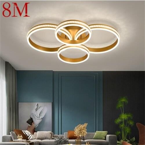 8M Nordic Gold Ceiling Lights Fixtures Modern Luxury Round Lamps LED Home For Living Room