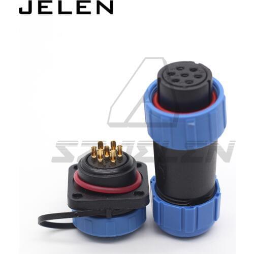 SP21 IP68 waterproof connector female plug & male socket 7 pin panel Mount wire cable connector