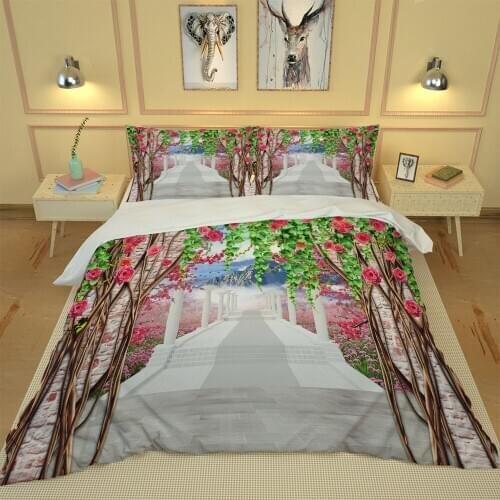 Stereoscopic pink garden bedding set duvet cover 3D Bedding Set Custom Single Double Queen Size
