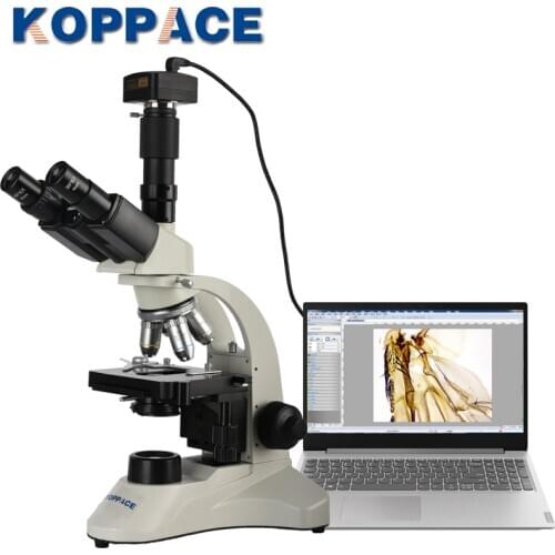 KOPPACE 40X-1600X Trinocular Biological Microscope 5MP USB2.0 Camera Can Take Pictures Videos Measurements Biological Microscope