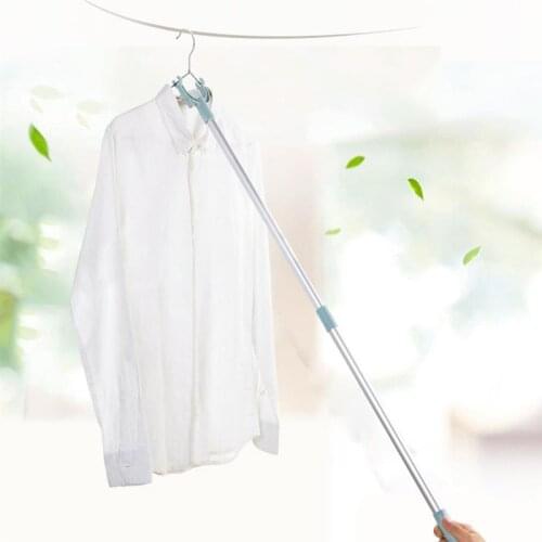 Retractable Rods Adjustable Clothing Fork With Hanger Aluminium Pipe Clothes Hanger Tendedero Home Accessories Laundry Cabides