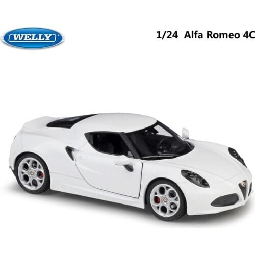 WELLY Diecast 1:24 Car Metal Racing Car Alfa Romeo 4C Model Car Alloy Classic Sports Car Toy Car For Kids Decoration Collection