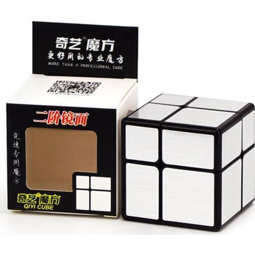 QiYi Mirror 2x2 Magic Cube 54.5mm Puzzle speed magic cube Golden/Silver Sticker Cube toys for children Classic toys Gift