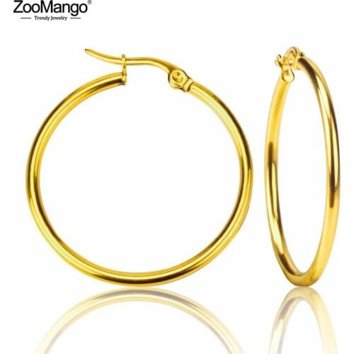 ZooMango OL Style Fashion Hoop Earrings Stainless Steel 4 Colors Circle Earring For Women Girl Jewelry Pendientes ZE18110
