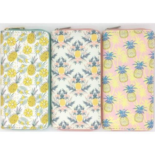 KANDRA Pineapple Pattern Women Long Wallet Ladies Phone Purse Travel Organizer Clutch Wallets Zipper Coin Pouch Card Holder 2019