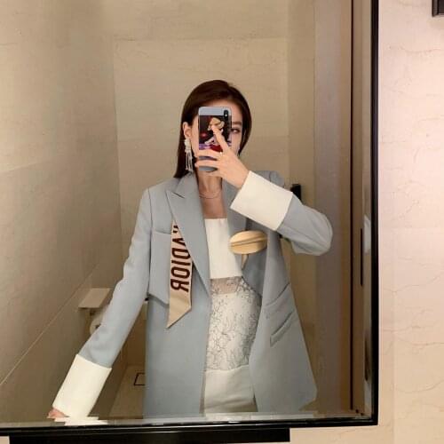 Fashion suit women 2020 Autumn New Mint Milk green suit two piece white lace suspender dress