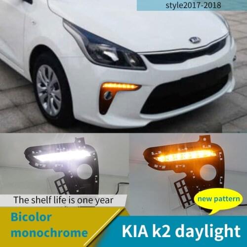 1Pair LED DRL 12V Car Front Bumper For Kia Rio 3 K2 2017 2018 Daytime Running Light Driving Fog Lamp Turn Signal Styling
