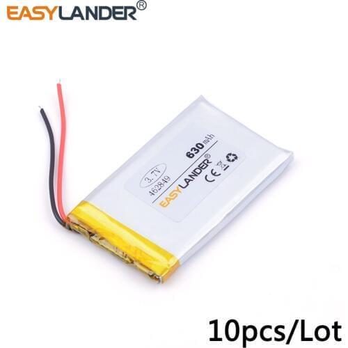 10pcs /Lot 3.7v 462849 630mAh lithium Li ion polymer rechargeable battery For Bluetooth Headset 3D glasses Smart watch