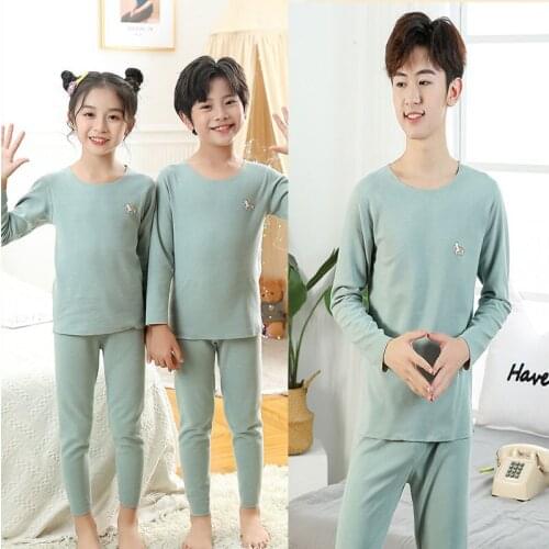 2021 Mother Kids Thermal Underwear Set Baby Boys Cartoon Pajamas Family Matching Homewear Womens Sleepwear Winter Kids Costume