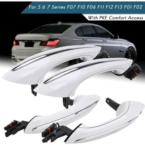 4X White Outer Outside Exterior Comfort Access Door Handle Set For-BMW 5 6 7 Series F07 F10 F11 F06 F12 F13 F01 F02 F03