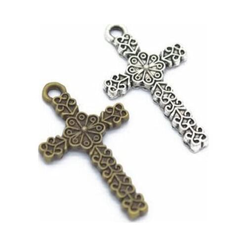 50pcs 26x15mm Antique Bronze/ Antique Silver Alloy Crosses Charm Pendant Fit Bracelets Necklace DIY Jewelry Making