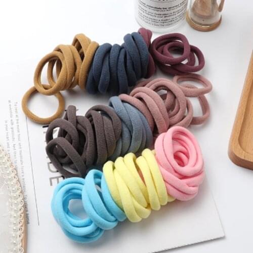 50-piece Girls Solid Color Big Rubber Band Ponytail Fixer Headdress Stretch Headband Girl Hair Accessories