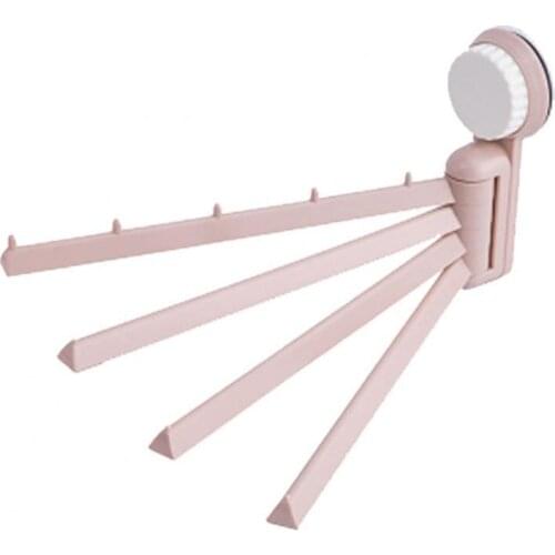 60% Hot Sale Kitchen Bathroom Wall Mounted Suction Cup Rotatable Towel Rack 4 Bars Holder Bathroom Supplies