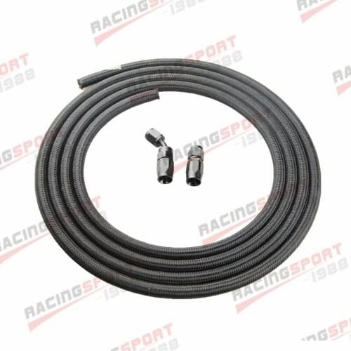 AN10 -10AN Nylon Braided Oil Fuel Line + Swivel Hose End Adaptor Kit Black