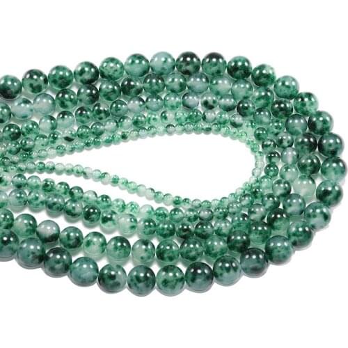 4/6/8/10/12mm Natural Jades Stone Agat Green Bead Round Loose Spacer Beads For Jewelry Making Findings DIY Accessories Bracelet