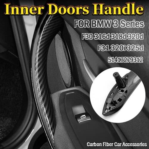 Interior Door Carbon Fiber Color Pull Handle Inside Trim For BMW 3 Series F30 316d 316i 318d 320d F31 316d 320d 320i 2014-2018