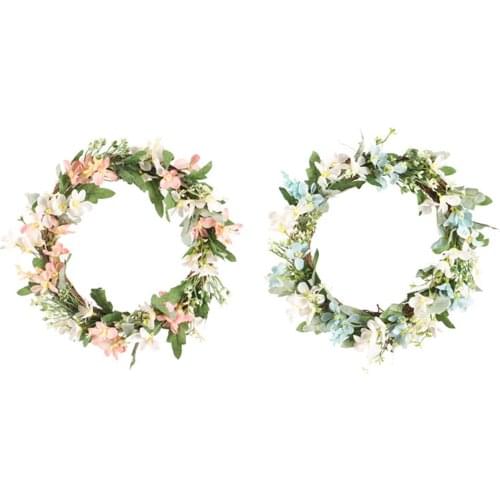 Artificial Silk Hydrangea Flower Wreath Home Garden Front Door Walls Window Hanging Fake Flower Garland for Wedding Decoration