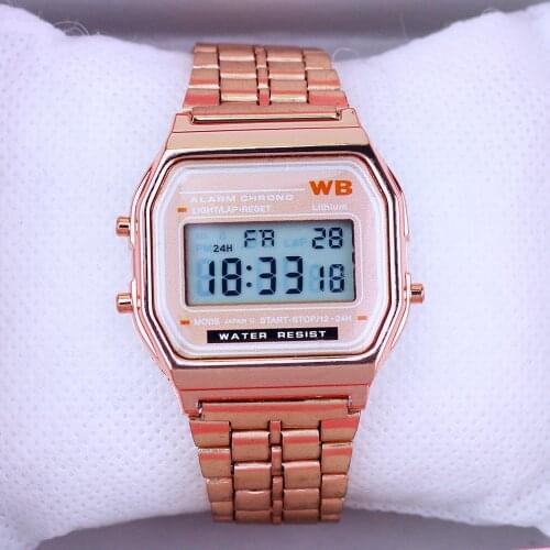 Business Gold Women Watches Ultra-thin Steel LED Multifunctional Digital F91W Sport Men Watch Ladies Clock Montre Femme