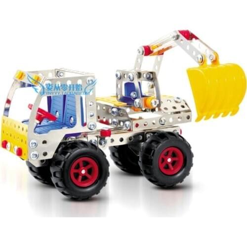 DIY assembly metal alloy trucks toys excavator cars model