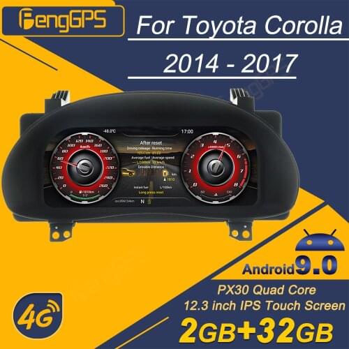 Digital Dashboard Panel For Toyota Corolla 2014-2017 Virtual Instrument Cluster Cockpit LCD Speedometer Multimedia Headunit GPS