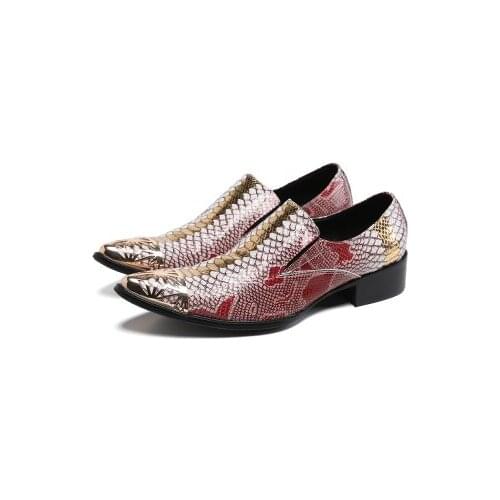Italian Mens Shoes High Heels Snake Skin Genuine Leather Slip On Crocodile Oxford Office Formal Dress Shoes Male Brogues