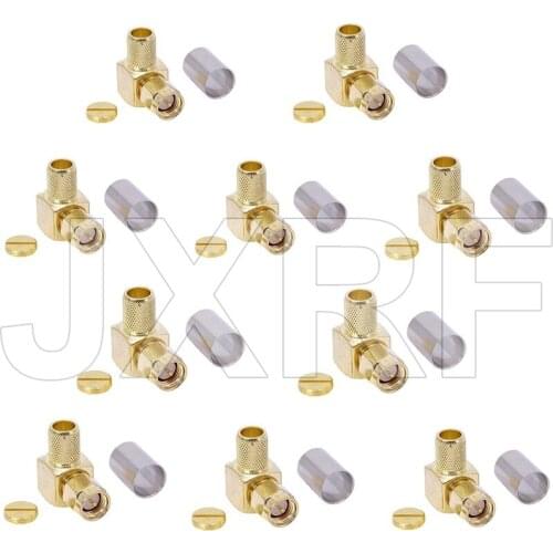 JX 10pcs SMA male plug right angle connector crimp for RG5 RG6 5D-FB 50-5 LMR300/KSR300 Coaxial RF cable fast ship