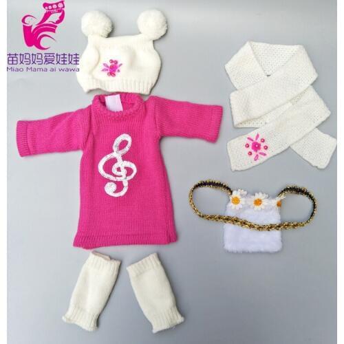 Dolls clothes set for 43cm baby Doll winter clothes hat scarf For 18 inch Girl Doll Toy Doll Accessories