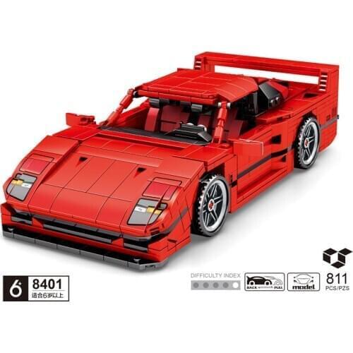 Technical Italia horse logo super sport car Ferra F40 building block bricks model pull back vehicle toys collection for gifts