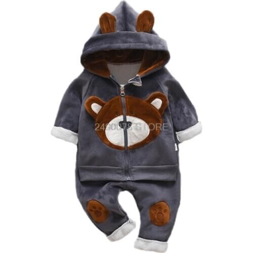 Newborn Baby Boys Girls Autumn Winter Warm Hoody Jacket + Pants 2Pcs Suit Infant Kids Children Tracksuit Toddler Clothing Set