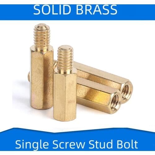 Brass Screw Stud Bolt Copper Studs with Long and Short Thread Teeth Single Pass Stud Bolts for Computer Motherboard M2 3 4 5