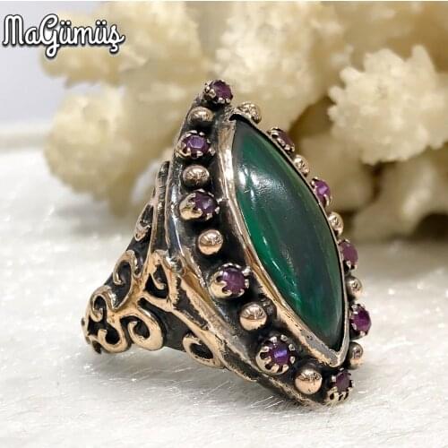 Natural Malachite (Malachite) Stone Hand Generation Authentic Wonderful Design Silver Ring