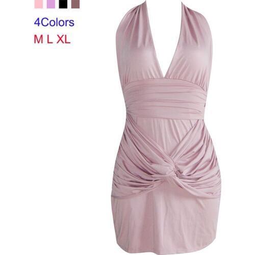 4 Color Plus Size Nude Slinky Grecian Knot Twist Bodycon Mini Dress Sexy Deep Plunge V-Neck Night Club Party Dress M-XL