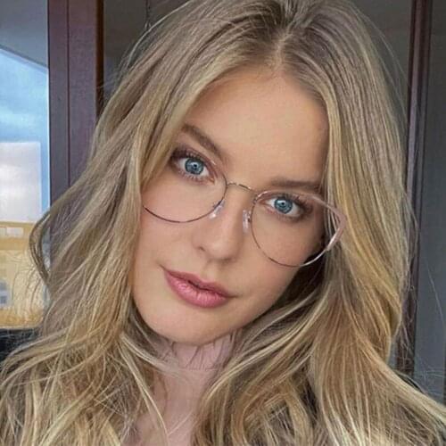 Cat Eye Metal Glasses Frames Anti-blue Light Ultralight Women Optical Fashion Computer Glasses 50453