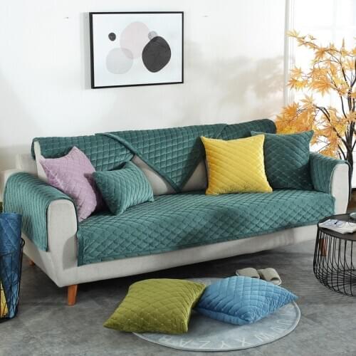 Plush sofa cushion cover Winter leather solid wood sofa protective cover Non-slip custom slipcover all-inclusive sofacover