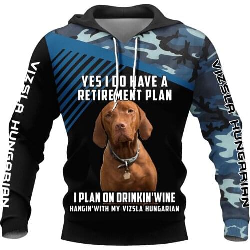 CLOOCL Vizsla Hungarian Print Man Hoodies Navy Camo Retirement Plan Hoodie Pet Animal Staffordshire Bull Terrier Casual Hooded