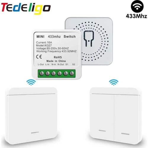 Light Switch 220V 16A Wireless Remote Control 433MHz Push Button Wall Switch Timer Relay Breaker Module For Smart Home Fan Lamp