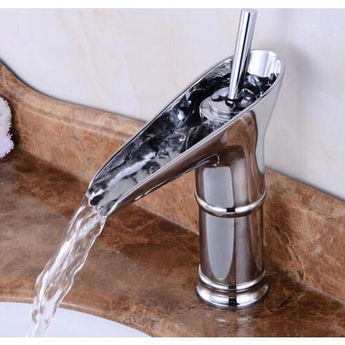 Vidric brass chrome plated bathroom waterfall faucet wine glass faucet hot and cold mixer tap basin faucet
