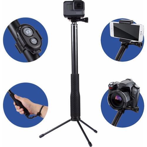 Handheld Phone Selfie Stick Extendable Monopod with Phone Remote Controller & mini Tripod & Phone Holder for Smartphones, GoPro