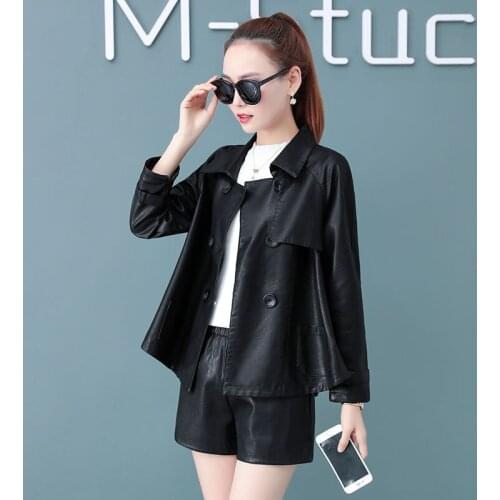 2021 Spring Autumn Short Motorcycle Leather Jacket Women Loose Large Size 5XL Winter Jackets Outwear Thicken Leather Coat Female