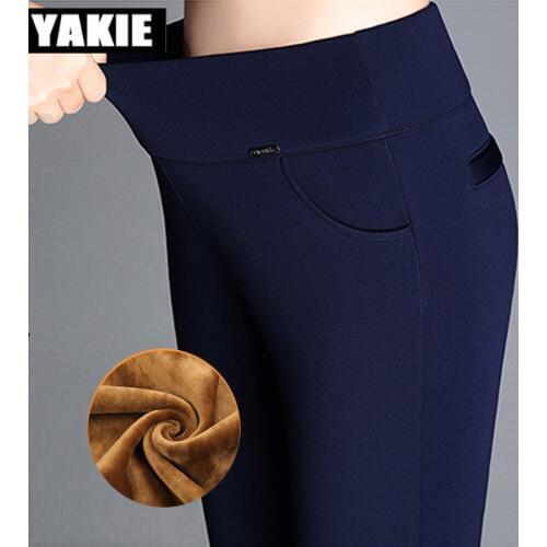 Large size 4XL 2017 Winter Spring Women Pants Warm Plus Thick Velvet Pants Slim High Waist Stretch Pencil Pants Female Trousers
