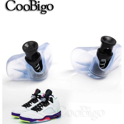 10 pair Black Cord Lock Stopper With Clear Butterfly Toggle Clip for Child Sport Basketball Shoe lace Air Accessories