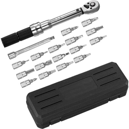 18pcs Torque Wrench Bicycle 1/4 Inch 2-20 Nm Torque Repair Tool Torque Adapter Precision Tool For Road Bike MTB