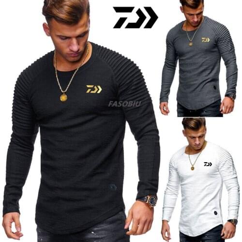 2021 New Men Fishing Clothing Long Sleeve Outdooe Breathable DAIWA T Shirts Plus Size Cotton Fishing Clothes Sports Cashmere Tee